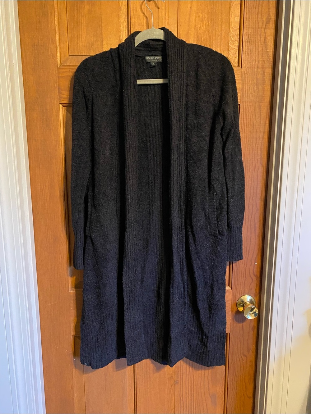 Barefoot Dreams CozyChic Lite Open-Front Long Black Women's Cardigan. Size S